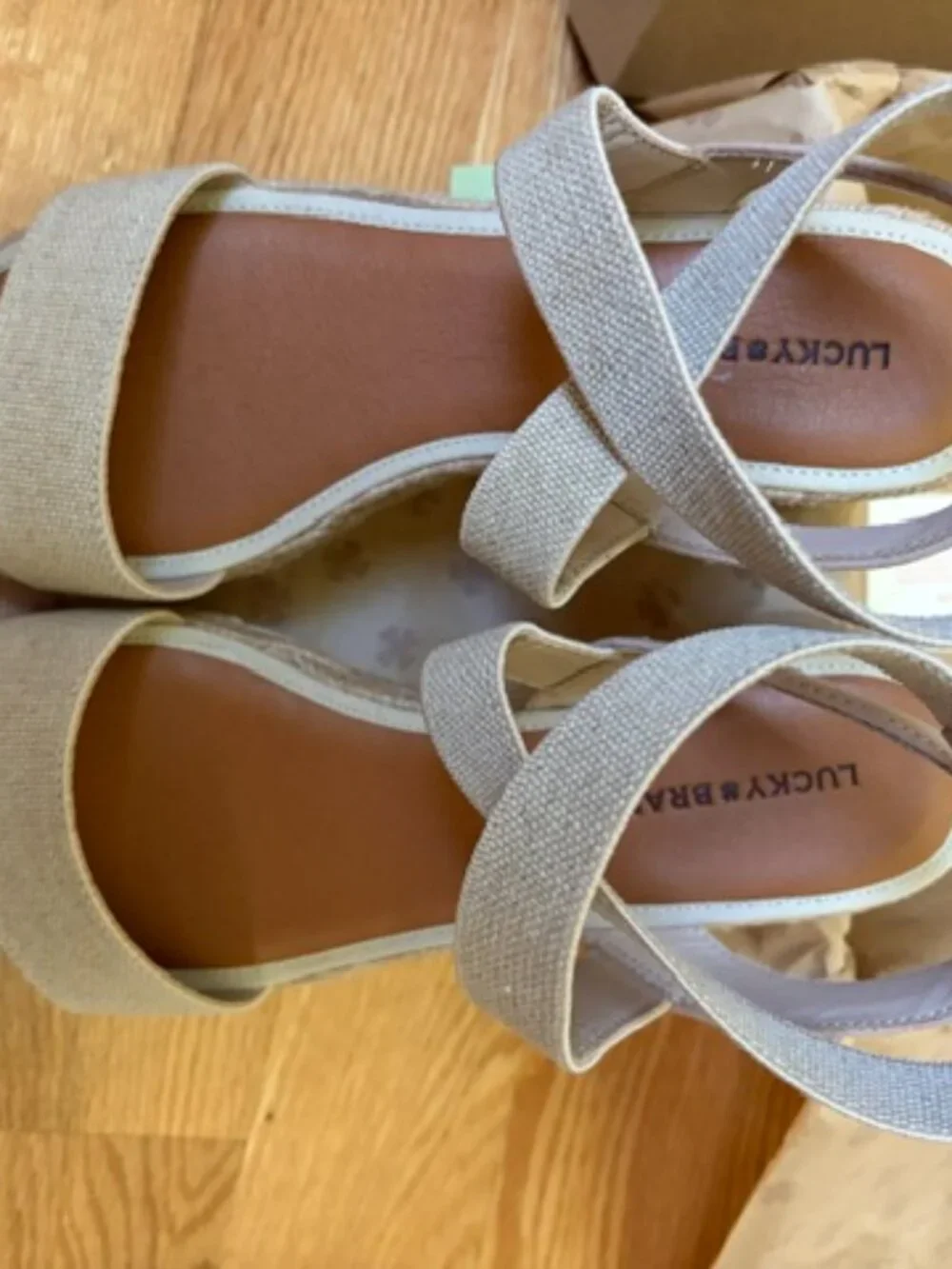 Lucky Brand LK-Thimba Wedge Sandals 8.5 Natural Smoke/Grey
